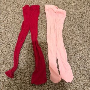 Bundle of Red and Pink Tights Set 12-24M